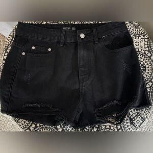 Black Distressed Denim Shorts, size 12 womens, Nasty Gal brand